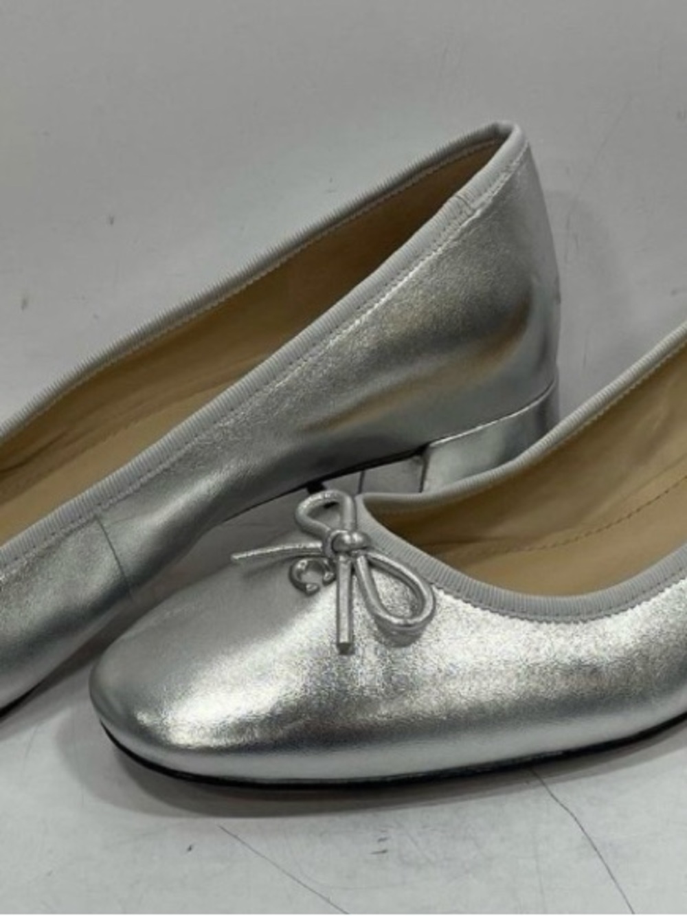Coach Silver Metallic Women’s Ballet Block Heels with Bow - Picture 3 of 5